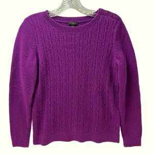 Talbot Petite Cable Knit Pima Cotton Sweater Size Mp